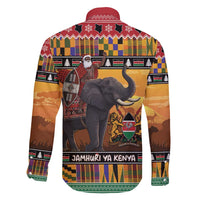 Kenya Safari Christmas Family Matching Short Sleeve Bodycon Dress and Hawaiian Shirt Black Santa Riding Elephant - Heri ya Krismasi - Wonder Print Shop