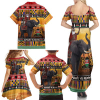 Kenya Safari Christmas Family Matching Summer Maxi Dress and Hawaiian Shirt Black Santa Riding Elephant - Heri ya Krismasi - Wonder Print Shop