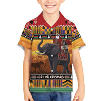 Kenya Safari Christmas Family Matching Tank Maxi Dress and Hawaiian Shirt Black Santa Riding Elephant - Heri ya Krismasi - Wonder Print Shop