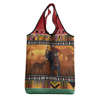 Kenya Safari Christmas Grocery Bag Black Santa Riding Elephant - Heri ya Krismasi - Wonder Print Shop