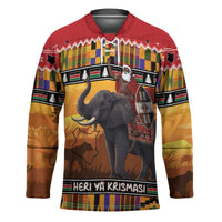 Kenya Safari Christmas Hockey Jersey Black Santa Riding Elephant - Heri ya Krismasi - Wonder Print Shop