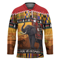 Kenya Safari Christmas Hockey Jersey Black Santa Riding Elephant - Heri ya Krismasi - Wonder Print Shop