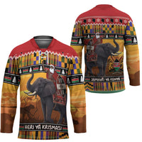 Kenya Safari Christmas Hockey Jersey Black Santa Riding Elephant - Heri ya Krismasi - Wonder Print Shop