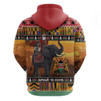 Kenya Safari Christmas Hoodie Black Santa Riding Elephant - Heri ya Krismasi - Wonder Print Shop