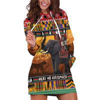 Kenya Safari Christmas Hoodie Dress Black Santa Riding Elephant - Heri ya Krismasi - Wonder Print Shop