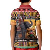 Kenya Safari Christmas Kid Polo Shirt Black Santa Riding Elephant - Heri ya Krismasi - Wonder Print Shop