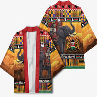 Kenya Safari Christmas Kimono Black Santa Riding Elephant - Heri ya Krismasi - Wonder Print Shop