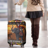 Kenya Safari Christmas Luggage Cover Black Santa Riding Elephant - Heri ya Krismasi - Wonder Print Shop