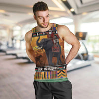 Kenya Safari Christmas Men Tank Top Black Santa Riding Elephant - Heri ya Krismasi - Wonder Print Shop