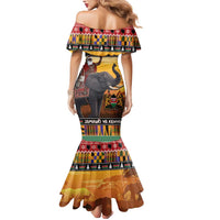 Kenya Safari Christmas Mermaid Dress Black Santa Riding Elephant - Heri ya Krismasi - Wonder Print Shop