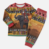 Kenya Safari Christmas Pajama Set Black Santa Riding Elephant - Heri ya Krismasi - Wonder Print Shop