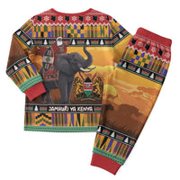 Kenya Safari Christmas Pajama Set Black Santa Riding Elephant - Heri ya Krismasi - Wonder Print Shop