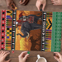 Kenya Safari Christmas Puzzle Black Santa Riding Elephant - Heri ya Krismasi - Wonder Print Shop