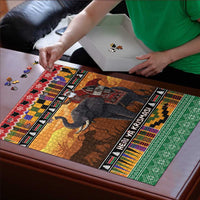 Kenya Safari Christmas Puzzle Black Santa Riding Elephant - Heri ya Krismasi - Wonder Print Shop