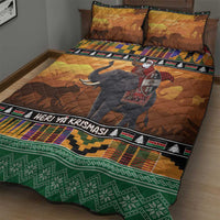 Kenya Safari Christmas Quilt Bed Set Black Santa Riding Elephant - Heri ya Krismasi - Wonder Print Shop
