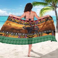 Kenya Safari Christmas Sarong Black Santa Riding Elephant - Heri ya Krismasi - Wonder Print Shop