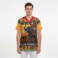 Kenya Safari Christmas Scrub Top Black Santa Riding Elephant - Heri ya Krismasi - Wonder Print Shop