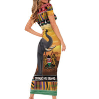 Kenya Safari Christmas Short Sleeve Bodycon Dress Black Santa Riding Elephant - Heri ya Krismasi - Wonder Print Shop