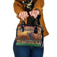 Kenya Safari Christmas Shoulder Handbag Black Santa Riding Elephant - Heri ya Krismasi - Wonder Print Shop