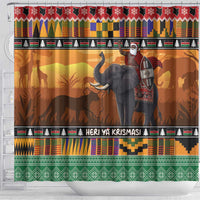 Kenya Safari Christmas Shower Curtain Black Santa Riding Elephant - Heri ya Krismasi - Wonder Print Shop