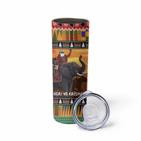 Kenya Safari Christmas Skinny Tumbler Black Santa Riding Elephant - Heri ya Krismasi - Wonder Print Shop