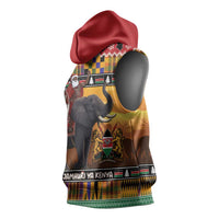 Kenya Safari Christmas Sleeveless Hoodie Black Santa Riding Elephant - Heri ya Krismasi - Wonder Print Shop