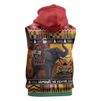 Kenya Safari Christmas Sleeveless Zip Hoodie Black Santa Riding Elephant - Heri ya Krismasi - Wonder Print Shop