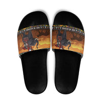 Kenya Safari Christmas Slide Sandals Black Santa Riding Elephant - Heri ya Krismasi - Wonder Print Shop