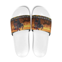 Kenya Safari Christmas Slide Sandals Black Santa Riding Elephant - Heri ya Krismasi - Wonder Print Shop