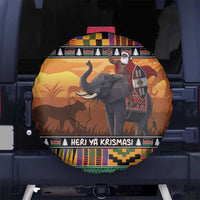 Kenya Safari Christmas Spare Tire Cover Black Santa Riding Elephant - Heri ya Krismasi - Wonder Print Shop