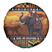 Kenya Safari Christmas Spare Tire Cover Black Santa Riding Elephant - Heri ya Krismasi - Wonder Print Shop
