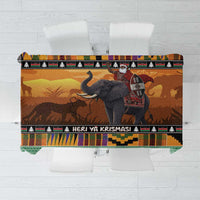 Kenya Safari Christmas Tablecloth Black Santa Riding Elephant - Heri ya Krismasi - Wonder Print Shop