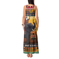 Kenya Safari Christmas Tank Maxi Dress Black Santa Riding Elephant - Heri ya Krismasi - Wonder Print Shop