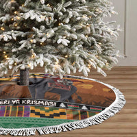 Kenya Safari Christmas Tree Skirt Black Santa Riding Elephant - Heri ya Krismasi - Wonder Print Shop