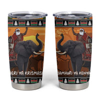 Kenya Safari Christmas Tumbler Cup Black Santa Riding Elephant - Heri ya Krismasi - Wonder Print Shop