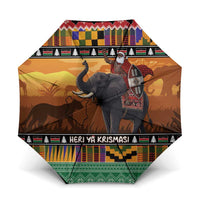 Kenya Safari Christmas Umbrella Black Santa Riding Elephant - Heri ya Krismasi - Wonder Print Shop