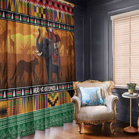 Kenya Safari Christmas Window Curtain Black Santa Riding Elephant - Heri ya Krismasi - Wonder Print Shop