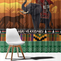 Kenya Safari Christmas Window Curtain Black Santa Riding Elephant - Heri ya Krismasi - Wonder Print Shop