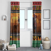Kenya Safari Christmas Window Curtain Black Santa Riding Elephant - Heri ya Krismasi - Wonder Print Shop