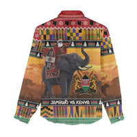 Kenya Safari Christmas Women Casual Shirt Black Santa Riding Elephant - Heri ya Krismasi - Wonder Print Shop