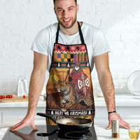 Kenya Safari Christmas Apron Black Santa Riding Leopards - Heri ya Krismasi - Wonder Print Shop