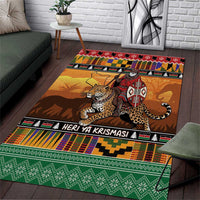 Kenya Safari Christmas Area Rug Black Santa Riding Leopards - Heri ya Krismasi - Wonder Print Shop