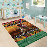 Kenya Safari Christmas Area Rug Black Santa Riding Leopards - Heri ya Krismasi - Wonder Print Shop
