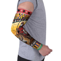 Kenya Safari Christmas Arm Sleeves Black Santa Riding Leopards - Heri ya Krismasi - Wonder Print Shop