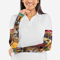 Kenya Safari Christmas Arm Sleeves Black Santa Riding Leopards - Heri ya Krismasi - Wonder Print Shop
