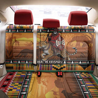 Kenya Safari Christmas Back Car Seat Cover Black Santa Riding Leopards - Heri ya Krismasi - Wonder Print Shop