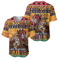 Kenya Safari Christmas Baseball Jersey Black Santa Riding Leopards - Heri ya Krismasi - Wonder Print Shop