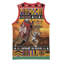 Kenya Safari Christmas Basketball Jersey Black Santa Riding Leopards - Heri ya Krismasi - Wonder Print Shop