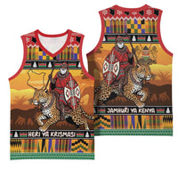 Kenya Safari Christmas Basketball Jersey Black Santa Riding Leopards - Heri ya Krismasi - Wonder Print Shop