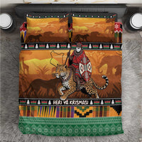 Kenya Safari Christmas Bedding Set Black Santa Riding Leopards - Heri ya Krismasi - Wonder Print Shop